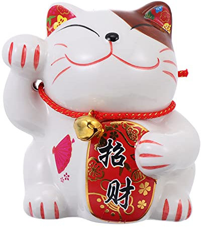 Toddmomy 1stk Sparschwein Sparschwein Feng Shui Katze Sparschwein Japanischen Katze Figur Maneki Neko Glückliche Katze Münzen Spardose Feng Shui Dekoration Sparbox Weiß Währung Keramik Kind