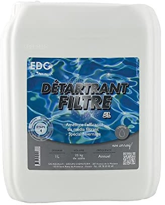 EDG by AQUALUX INTERNATIONAL Detartrant Filtre Piscine - Protection Hivernage - Compatible Sable Verre Cartouche Tissu Fibre - Bidon 5 litres