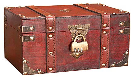 Belvanr Schatztruhe - Holz-Piratenkiste Klein mit Schloss - Vintage Mini Truhe für Dekoration und Aufbewahrung