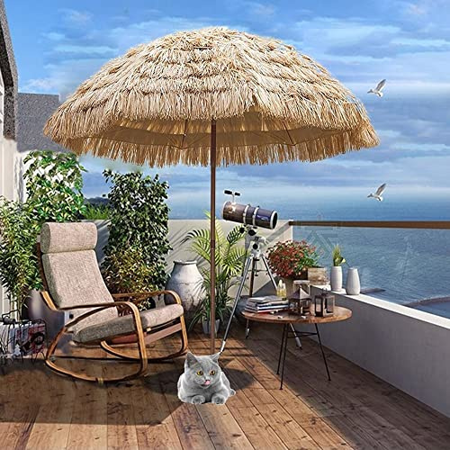 Sonnenschirm Hawaii Natur Bastschirm Ø 300cm / 9.8ft Großer Hula Fransen Terrassenschirm Gartenschirm Outdoor Sonnenschutz Dekor