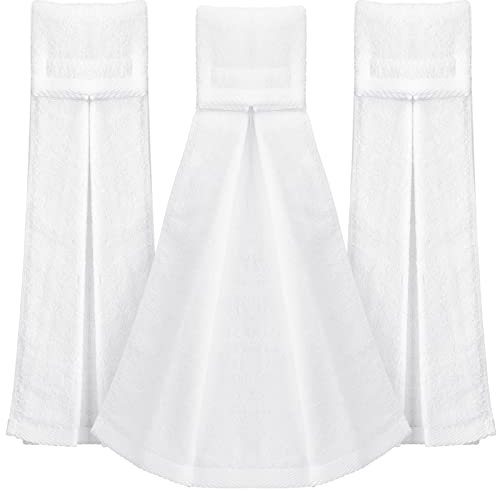 Moukeren 3 Pcs Football Field Towel Closed Loop Football Accessories Cotton Football Towel Sports Towel Sweat Towel with Hook and Loop Fastener for Football, Golf, Gym (White)