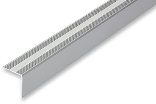 NALine® Treppenwinkel (15,80EUR/m) 30 x 32 x 1700 mm silberfarben selbstklebend Treppenkantenprofil Treppenkante