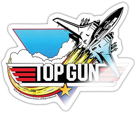 Spreadshirt Top Gun Kampfjet Logo Sticker Aufkleber, 10 x 10 cm, Weiß glänzend