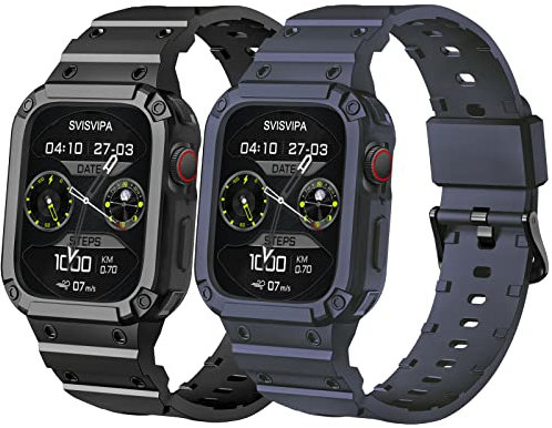 GZHISY Armband mit Stoßfängergehäuse, kompatibel mit Apple Watch 45 mm, 44 mm, 42 mm, iWatch Serie 9, 8, 7, SE, 6, 5, 4, 3, 2, 1, für Herren und Damen, Sportarmband mit Stoßstange, robust, stoßfest,