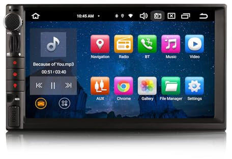 8-Kern Android 14 Autoradio Doppel Din mit Bluetooth 2 Din Autoradio GPS Navigation Unterstützung Kabelloses Carplay Android Auto WiFi 4G RDS DAB+ OBD2 4GB RAM+64GB ROM