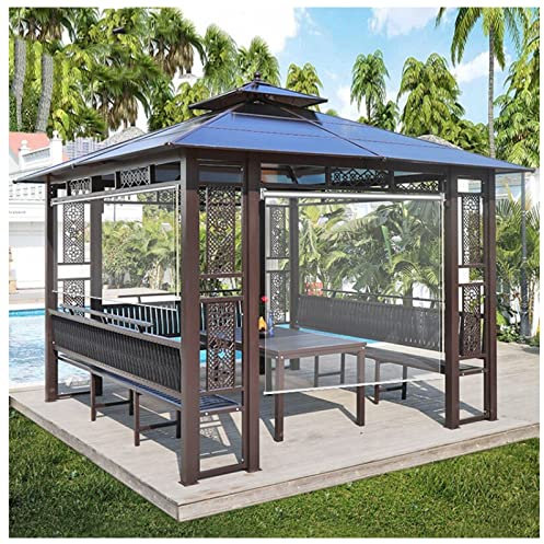 ZXCVBNAS Rideau De Climatiseur en PVC, Rideau De Climatiseur De Cloison Coupe-Vent en Plastique Transparent, Volet Roulant Commercial Domestique, Volet Roulant Transparent,140x350cm/55.1x137.7in