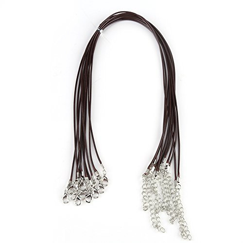 Yosoo Health Gear 10PCS Necklace Wax Rope, 1.5mm Wax Cord Imitation Leather Necklace Braided Rope with Lobster Clasp for Jewelry Making(Brown)