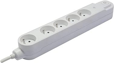 Multiprise 5 x16A - 1,5 m + Interrupteur - Blanc - Chacon