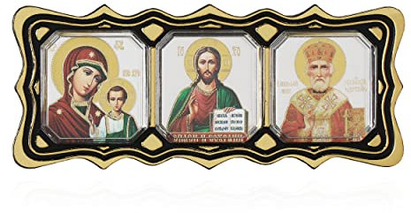 NKlaus Ikone Auto Triptych GM Von Kazan - Jesus Cristus - Hl. Nikolaus christlich 11327