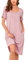 Vlazom Women's Nightdress, Ladies Soft Nighties U-Neck Nightshirts Short Sleeve Sleep Dress Nightgown Sleepwear,C-Rose Pink, M