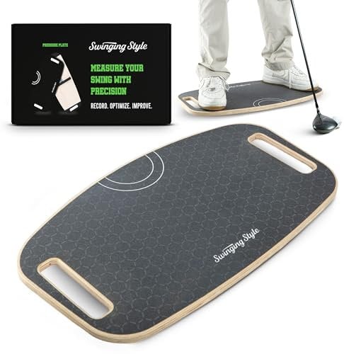 Swinging Style Golf Swing Trainer Pressure Plate with Smart Design, Tilts with Weight and Pressure Shift, Includes Double Clicker Feedback, Improving Swing Speed & Consistency - Golf Training Aid