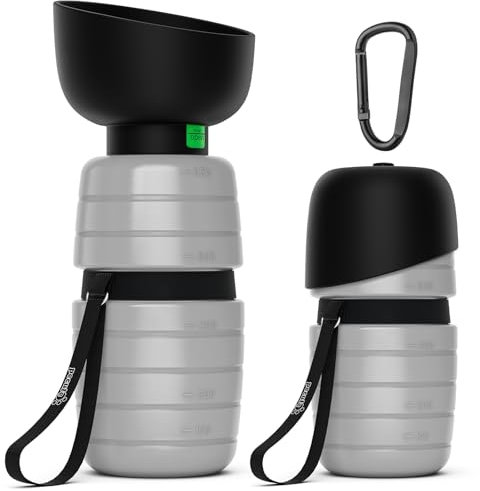 Pecute Botella de Agua para Perros Gatos para Viajes, Botella de Agua de Silicona para Perros con Bandeja de Agua Plegable