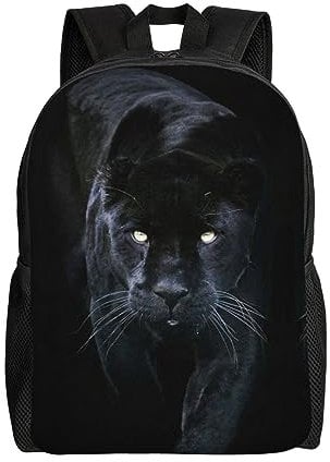 OPSREY Panther With Blue Eyes Print Laptop Backpack Bag Lightweight Large Capacity Casual Travel Daypack For Men Women, Black, One Size, Daypack Backpacks