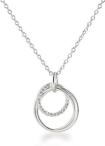 Schöner-SD Halskette 925 Silber mit Anhänger 3 Ringe rund 17 mm