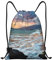 Xzeit Strand Maui Hawaii Sonnenuntergang Meer Wellen Wolken Kordelzug Taschen Wasserdicht String Bag Sport Kordelzug Rucksack Gym Sack für Sport Reisen, Schwarz , M
