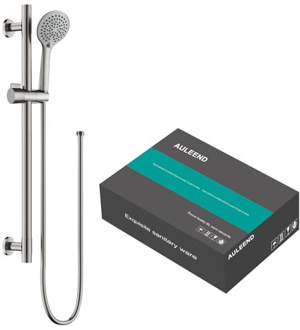 AULEEND Shower Slide Bar Handheld Shower Head with Hose, 5-Function Hand Shower with Wall Mount，Adjustable Height Shower Head (Brushed Nickel)