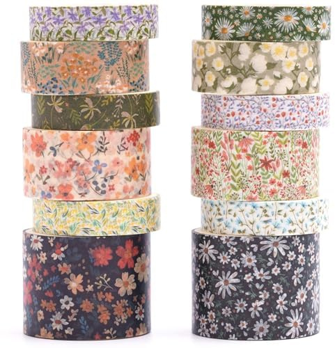 KAVI' S 12 Rollen Washi Tape Set Klebeband Papier Dekorativ Masking Tape Klebeband Bunt für Scrapbooking Handwerk Handwerk (River of Forgetfulness)