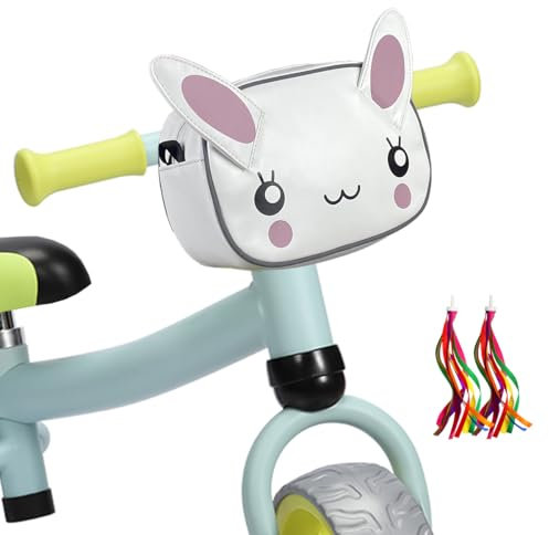 TOURSLOV Lenkertasche Kinder Fahrrad, Reflektierend Fahrradtasche Lenkerkorb Fahrradkorb fürs Laufrad Scooter Dreirad, Zubehör Kinderfahrrad für Jungen Mädchen, mit Schultergurt und 2 Lenkerfransen