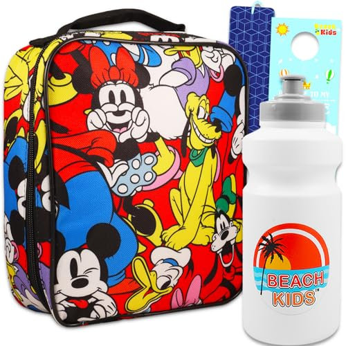 Micky und seine Freunde Lunchbox für Kinder – Paket mit Mickey Mouse Lunchtasche plus Wasserflasche, Lesezeichen, mehr | Mickey Mouse und seine Freunde Lunchbehälter