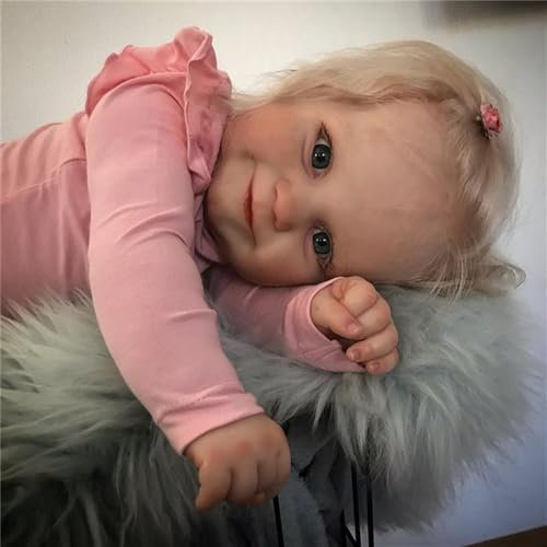 Anano Realistische Reborn Babypuppen Maddie Neugeborene Babypuppen mit verwurzeltem blondem Haar, weicher gewichteter Stoffkörper, Geschenk, Spielzeug für Kinder ab 3 Jahren