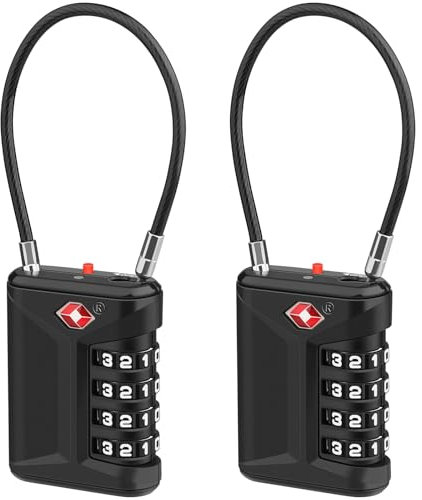 Diyife Serrure à Bagages TSA, [Lot de 2] Cadenas à Code 4 Chiffres, Cadenas Valise à Combinaison, Serrures à Bagages pour Valises, Sacs de Sport, Sacs à Dos