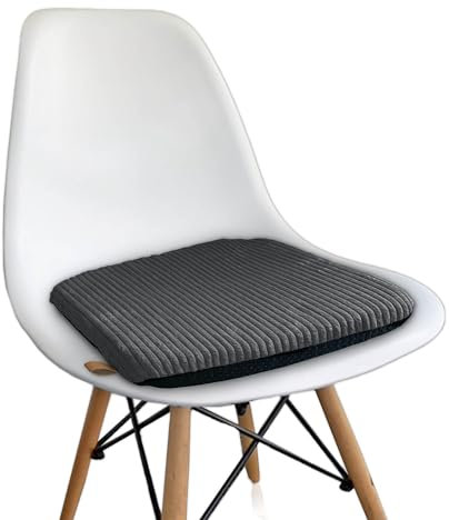 FRIHET® ergonomisches Kissen mit Memory Schaum + Cord-Stoff | Sitzkissen orthopädisch | Antirutsch-Beschichtung | eckig 39x39cm | Sitzpolster für Stuhl Büro Auto Bank (1, Cord grau, eckig 39x39cm)