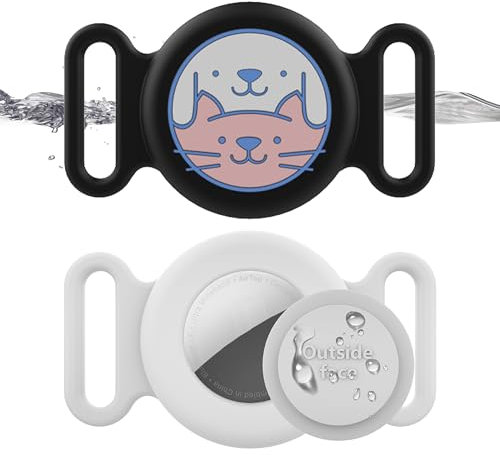 LETREEN Lot de 2 Airtag Collier pour Chien, Pet Silicone Housse de Protection pour Apple airtag GPS Finder, Porte-clés AirTag pour Animal de Compagnie, Chien, Chat