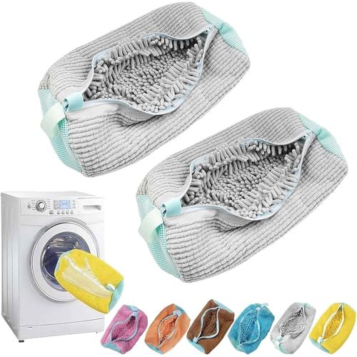 2 Schuhwaschbeutel Waschmaschine Schuhbeutel Wäschesack Waschbeutel Schuhe Sneaker Multi Schutz Wäschenetz Selbstreinigende Schuhe Dicker Wäschesack Erhöhte Reibung(Gray)