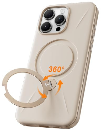 TORRAS Ostand Q3 Fusion für iPhone 16 Pro Max Hülle für Magsafe (Magnetischer Robust Standring) Zertifizierte Militärschutz, Harter PC Kratzfest Rückseite Dune Beige
