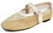 BAISOILIHA Mujeres Mesh Ballet Flats Comfy Informal Oficina Plano Heel Fishnet Ballerina Zapatos Punta Redonda Hebilla Strap Mary Jane Flats para Mujer Señoras Niñas Oro Numero 39