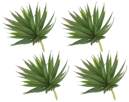 QUARKZMAN 4uds Artificial Suculentas Plantas Falsa Daga Planta, 7.5 Grande Imitación Suculentas Sin Maceta Real Toque para Bricolaje Casa Boda Jardín Oficina Floral Decoración, Verde