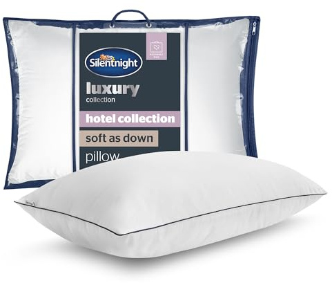 Silentnight Hotel Collection Soft as Down Pillow - Luxurious Sink-In Feeling Of Down Soft Touch Quality Breathable Hypoallergenic Medium Support - Synthetic Down Alternative - Pack of 1