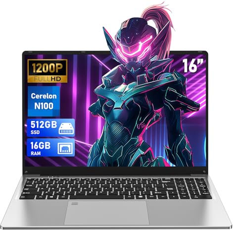 FUNYET Portatile Laptop da 16 RAM 16GB+512GB SSD, Processore N100 PC Notebook Portatile, Fino a 3,4 GHz 1920x1200IPS, Tastiera Convertibile Retroilluminata a 180° WIFI, MINI HDMI