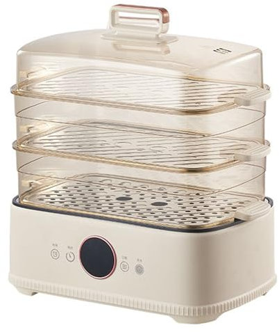 Genérico Vaporera para Cocinar, Vaporera para Verduras con Bandejas de Acero Inoxidable de 3 Niveles, Vaporera Eléctrica de 1200W, Cocción Rápida para Verduras, Carnes, Arroz, Mariscos