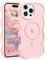 Pepmune Magnetic for iPhone 16 Pro Max Case [Compatible with Magsafe] Translucent Matte Cute Curly Wave Frame Phone Case,Soft TPU Bumper Slim Fit Shockproof Protective Cover for Men Women-Light Pink