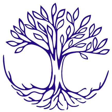 Autocollant mural en vinyle Motif arbre de vie Décoration de club de yoga Cercle de vie Arbres Studio de yoga Vinyle-L-67x67cm-Dark Blue