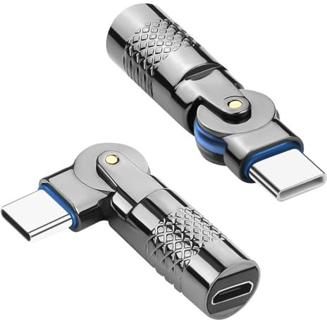 QIANRENON Lot de 2 adaptateurs pivotants micro USB vers USB C femelle vers type C mâle, rotation à 180 °, connecteur de données de charge rotatif, 5 V, 3 A, 480 Mbps coque en métal