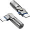 QIANRENON Micro USB to USB C Swivel Adaptor Micro USB Female to Type C Male 180° Rotation Charging Data Connector Rotatable Micro to USB C Extender Plug 5V 3A 480Mpbs Metal Shell LED Light, 2Pcs