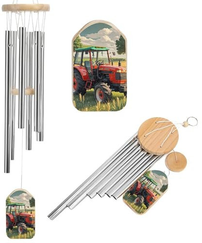 Dekoratives Windspiel, Traktor-Thema, bedruckt, Outdoor-Windspiel, Gedenk-Windspiel mit 6 Röhren, für den Außenbereich, Garten, Hinterhof, 51 cm