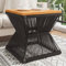 Homgoday Couchtisch mit Drahtgestell Schwarz 38x38x38 cm Akazienholz Gartentisch Garten Esstisch Balkontisch Terrassentisch Gartenmöbel Tisch für Garten Balkon Terrasse