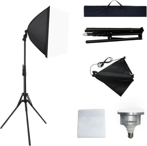 Foccalli 85W Softbox Kit dimmbar 2er Pack – Drehbares Dauerlicht LED mit 2700K-6400K, Fotostudio Licht für Porträts, Videoaufnahmen, YouTube & TikTok – inkl. Ständer