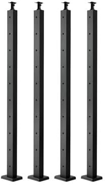 VEVOR Set di Ringhiera 4 Pz per Recinzione da Balcone 914x100x100 mm Palo per Pannello da Giardino Balcone Ponte Acciaio Inox, Kit Palo per Balaustrata da Terrazza, Nero, 4JZLGZXHS914MY65M001V0