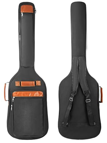 MUZNOTE Custodia imbottita per basso elettrico da 119,2 cm, morbida imbottitura da 6 mm, con tracolla, passante per gancio posteriore, colore nero