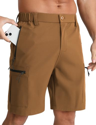 APTRO Mens Cargo Hiking Shorts Outdoor Lightweight Golf Casual Shorts for Men with 5 Zipper Pockets Brown XXL
