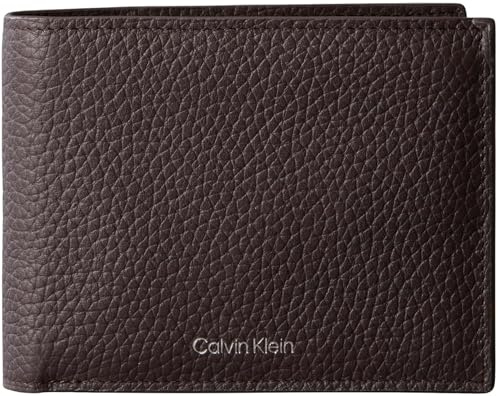 Calvin Klein Herren Geldbeutel Foil Emboss Trifold aus Leder, Braun (Ck Dark Brown), Einheitsgröße