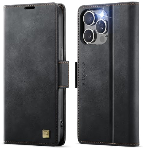 Teeirllim Hülle für iPhone 14 Pro Max Handyhülle, RFID-Blockierung, Premium PU Leder, Kartenfach Klappbar Tasche Flip Case, Klapphülle Schutzhülle für iPhone 14 Pro Max, Schwarz