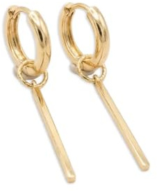 Suzan Gold® 375 Echtgold Creolen Damen mit Stabanhänger minimalistisch modern elegant Geschenkidee LineDropa