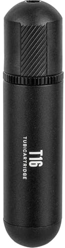 Topeak TubiCartridge T16 Tubeless Reparaturset Schwarz, CO2 Inflator aus Aluminium mit Plug Werkzeug für Rennrad Gravelbike MTB und Tubeless Reifen