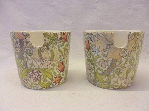 Heron Cross Pottery set of 2 William Morris golden lilly design sauce pots.