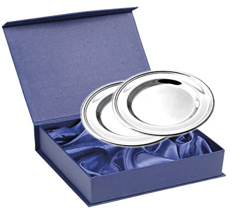 SILBERKANNE Gläserteller Glasuntersetzer Classic D 11cm Paar Silber Plated Premium versilbert mit schicker Geschenkverpackung
